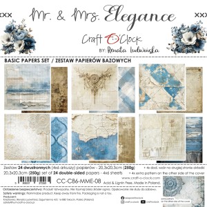 MR. & MRS. ELEGANCE - zestaw papierów 20,3x20,3cm - BASIC