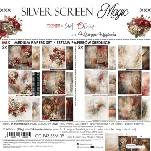 SILVER SCREEN MAGIC - zestaw papierów 20,3x20,3cm - MIX