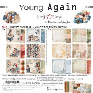 YOUNG AGAIN - zestaw papierów 20,3x20,3cm - MIX